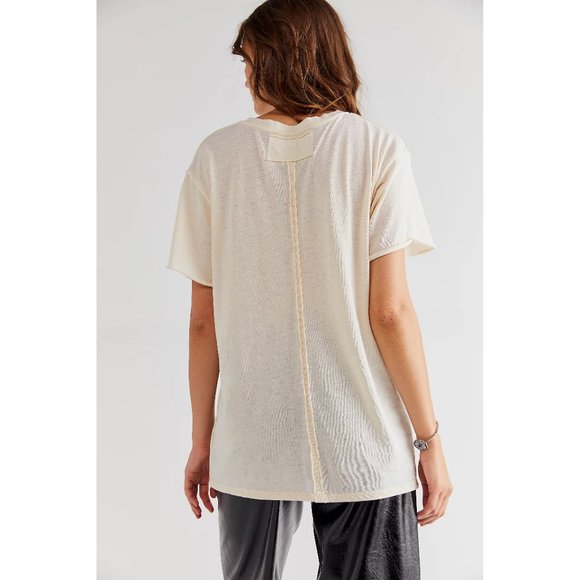 Free People NWT Vella Tee White Swan Size Large Relaxed Fit Slouchy Retail $58 - Picture 2 of 14